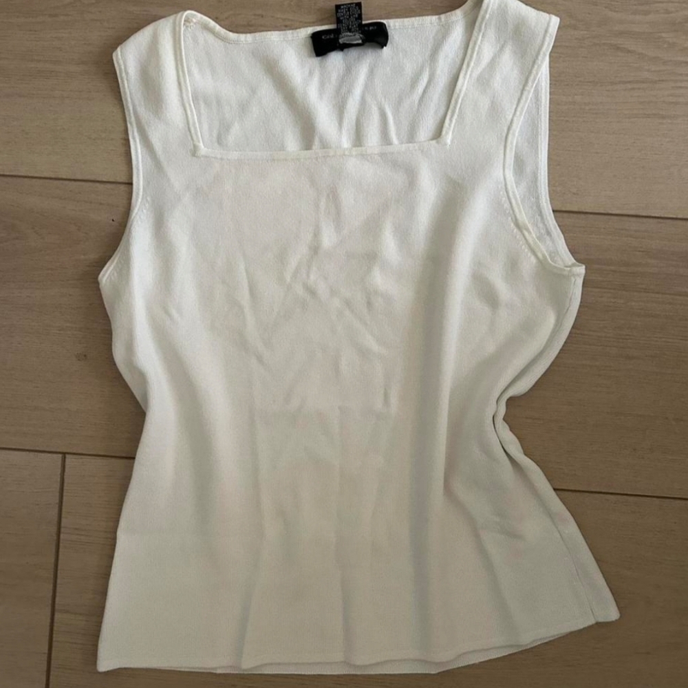 ❗Cable & Gauge White Square Neck Line Top Petite Small❗